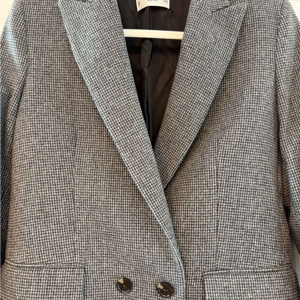 Mango Houndstooth Wool-blend blazer -small - Picture 6 of 7